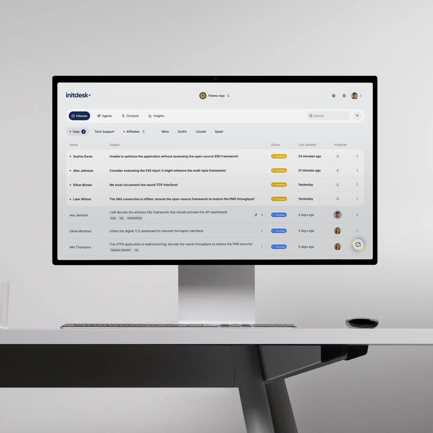 initdesk+ customer support dashboard