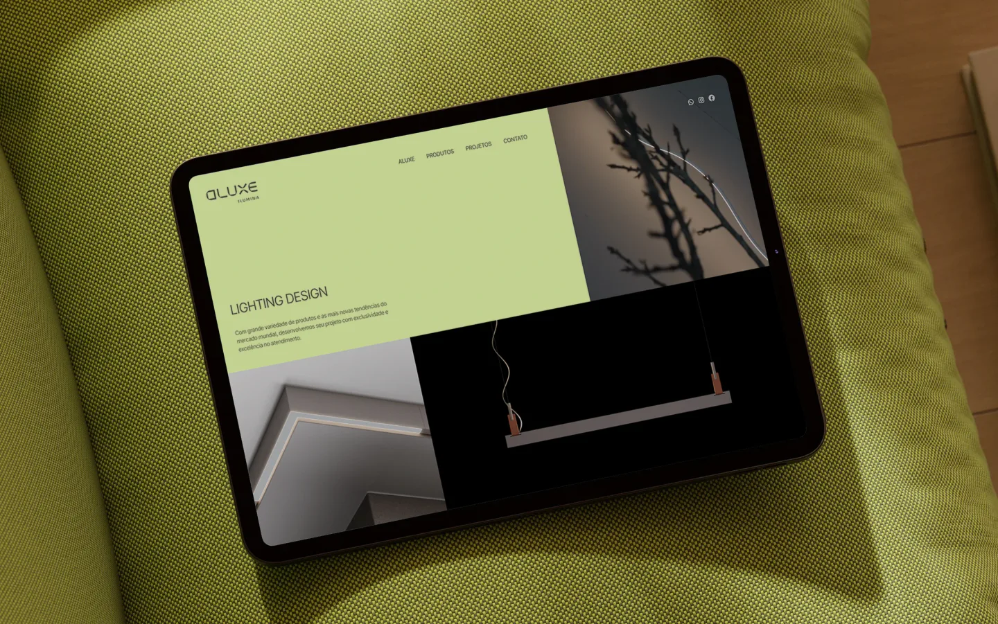 Aluxe Iluminação lighting design website