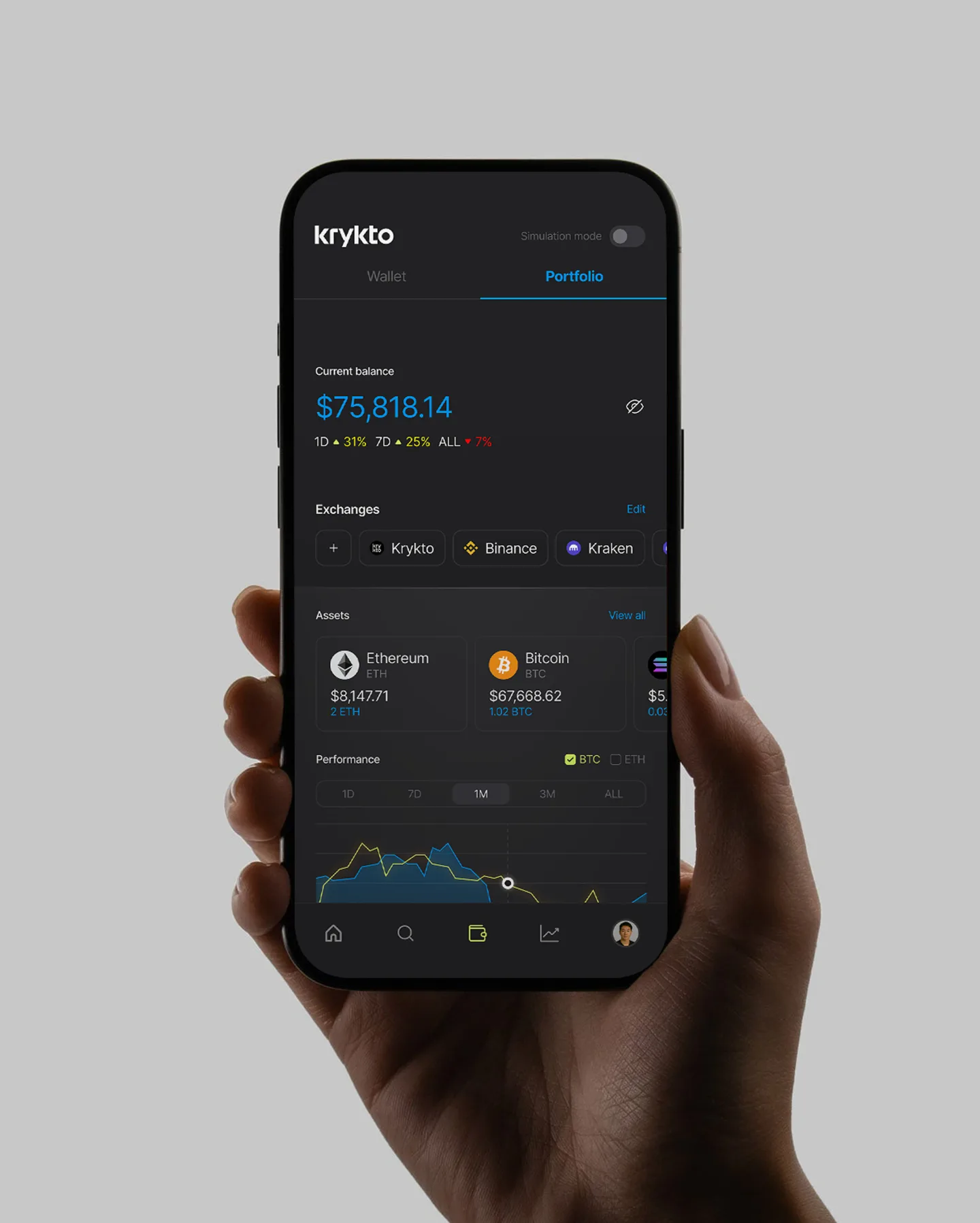 krykto crypto portfolio mobile app
