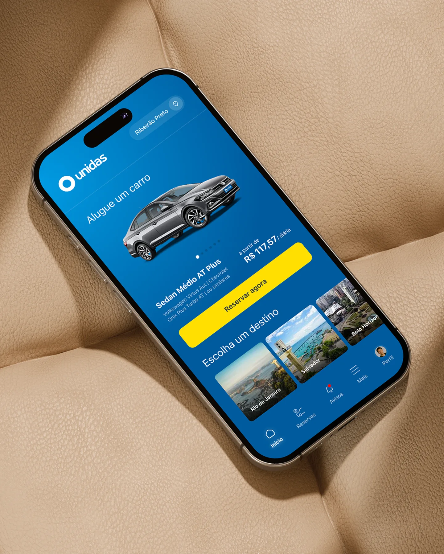 Unidas car rental mobile app