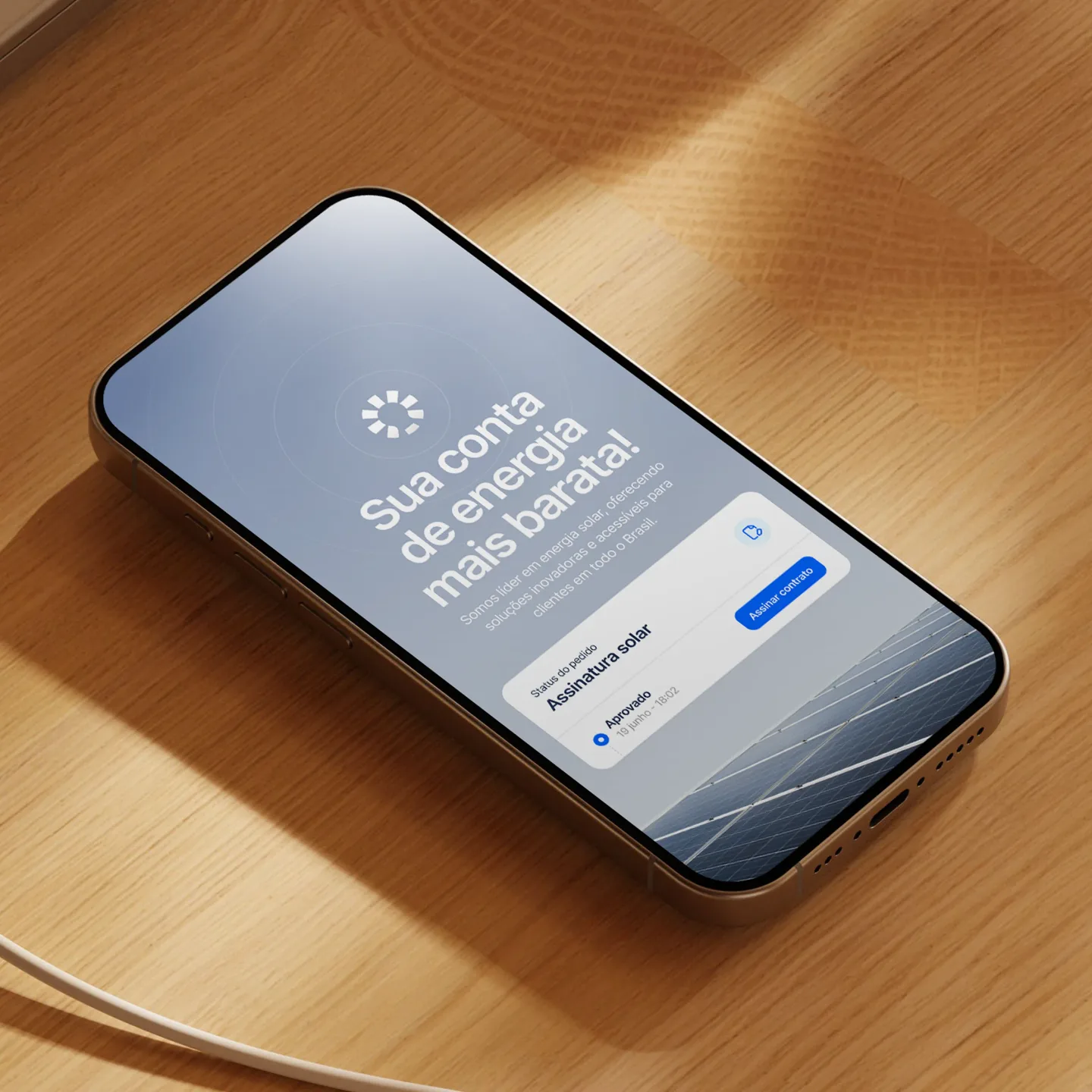 Solar energy subscription app on a phone