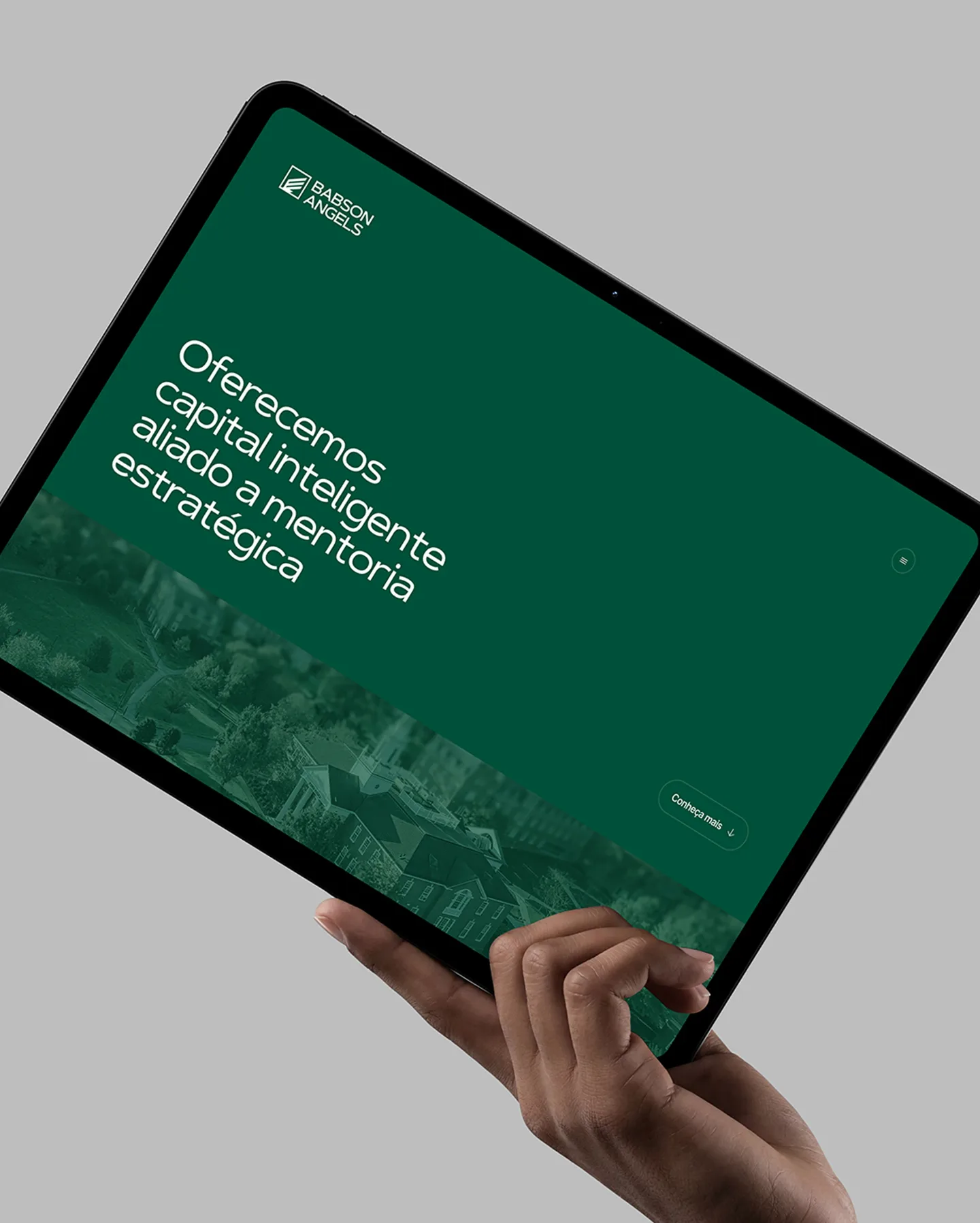 Babson Angels website on a tablet